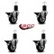Service Caster 3.5'' Black Poly Swivel 1-3/4'' Expanding Stem Caster Set with Brake, 4PK SCC-EX20S3514-PPUB-BLK-PLB-134-4 - alternate 3